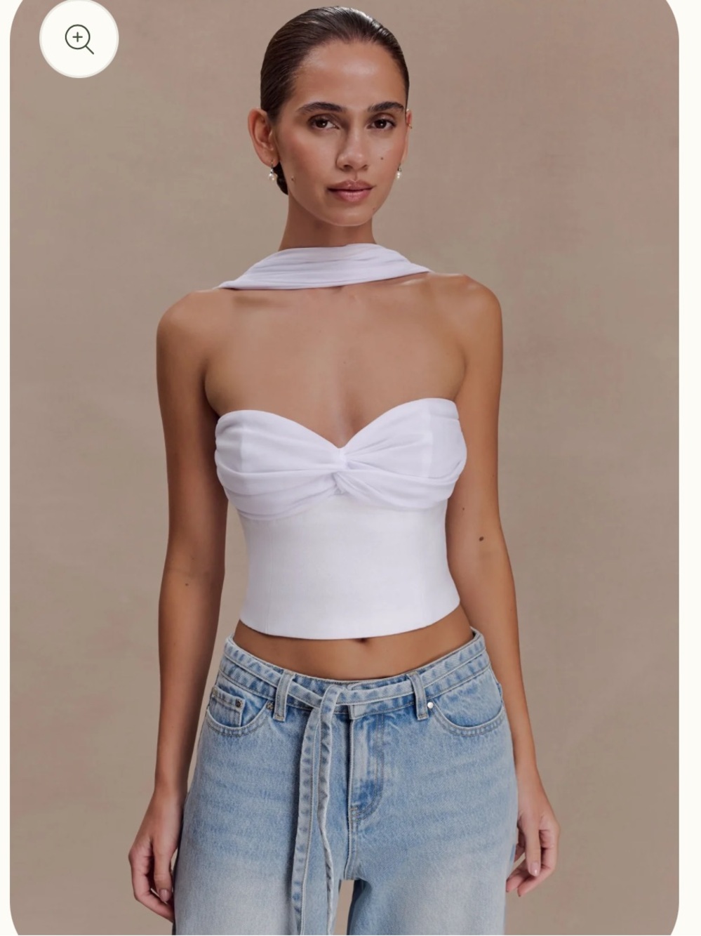 Talia White Chiffon & Linen Halter Top